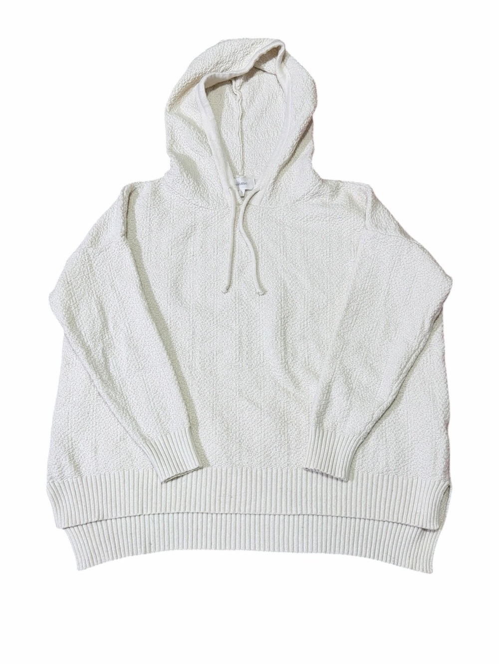 Bohme Cream Textured Knit Oversized Hoodie Sweater Sz Small